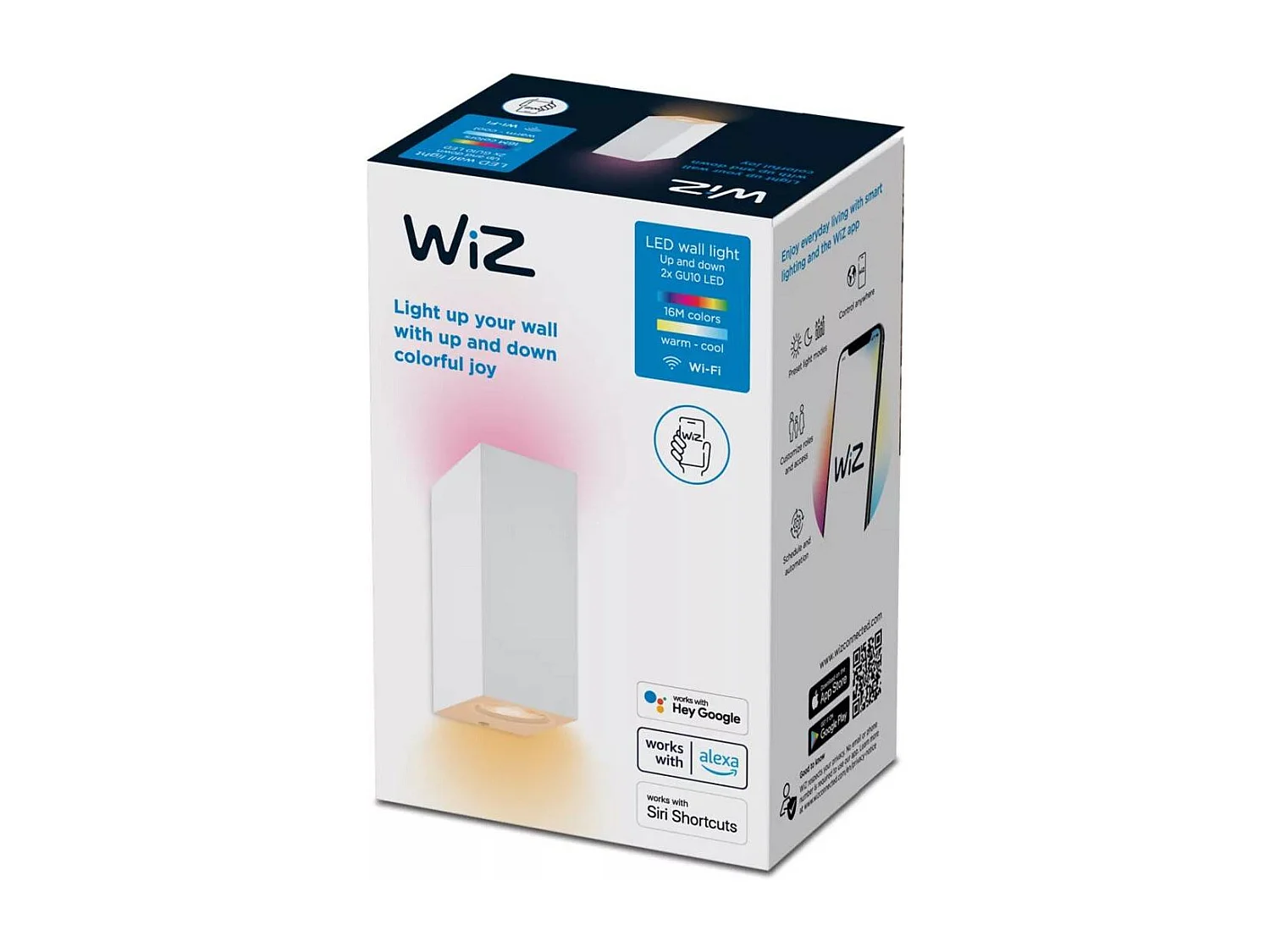 Applique Murale LED Dimmable RGB CCT Sélectionnable Smart WiFi+Bluetooth 2x4.7W Éclairage Double Face WiZ 2200K - 6500K Blanc RGB + CCT