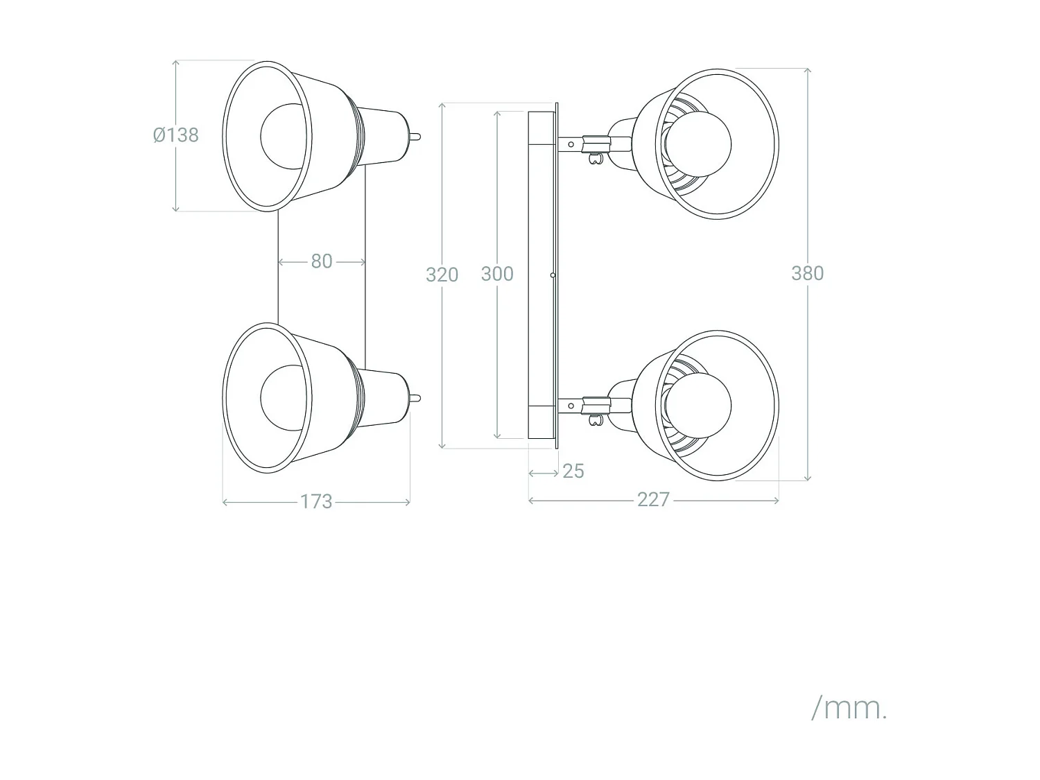 Lampada da Parete Bagno Metallo 2 Faretti Birzay Bianco