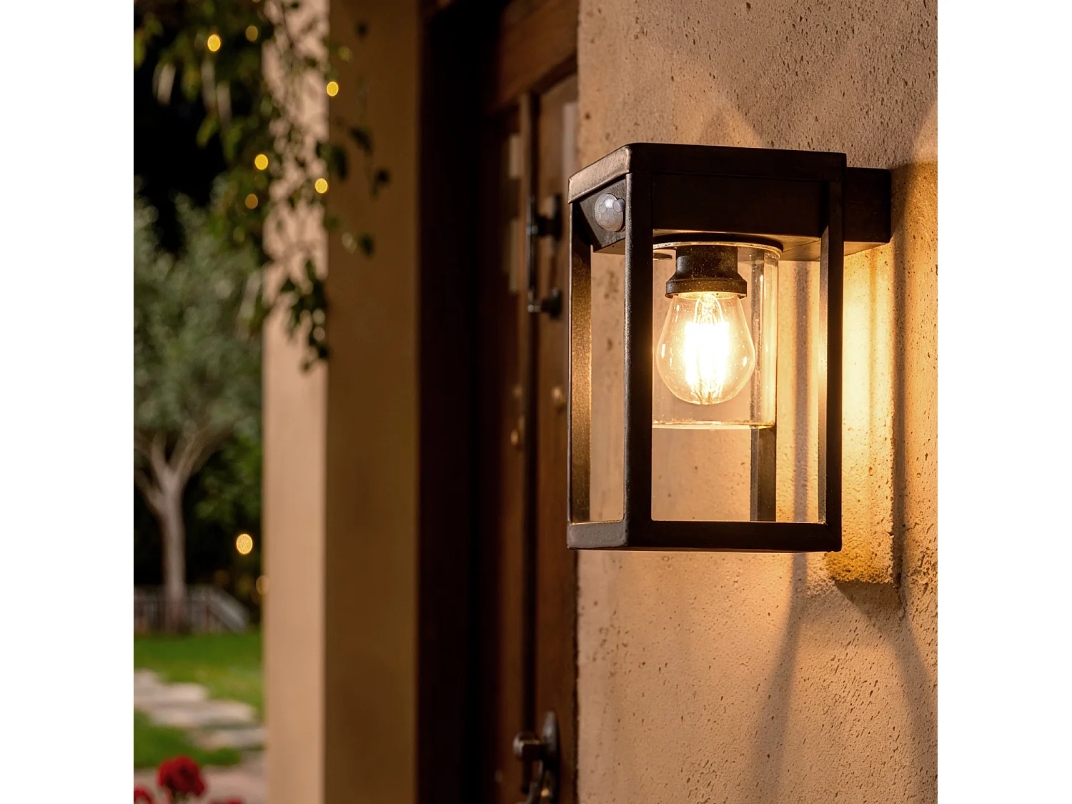 Applique Murale Extérieure Solaire LED 2W Aluminium Devah avec Détecteur de Mouvement Noir