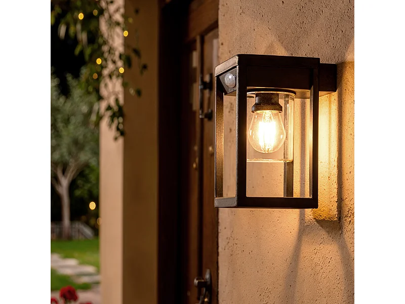 Applique Murale Extérieure Solaire LED 2W Aluminium Devah avec Détecteur de Mouvement Noir