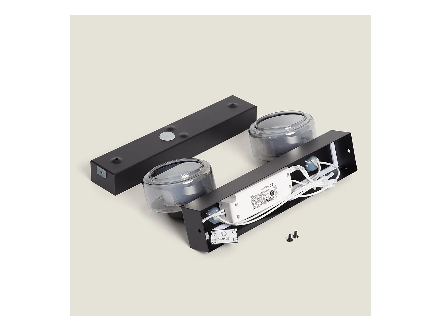 Lampe Murale LED 8W Salle de Bain Métal et Verre Zisna Noir