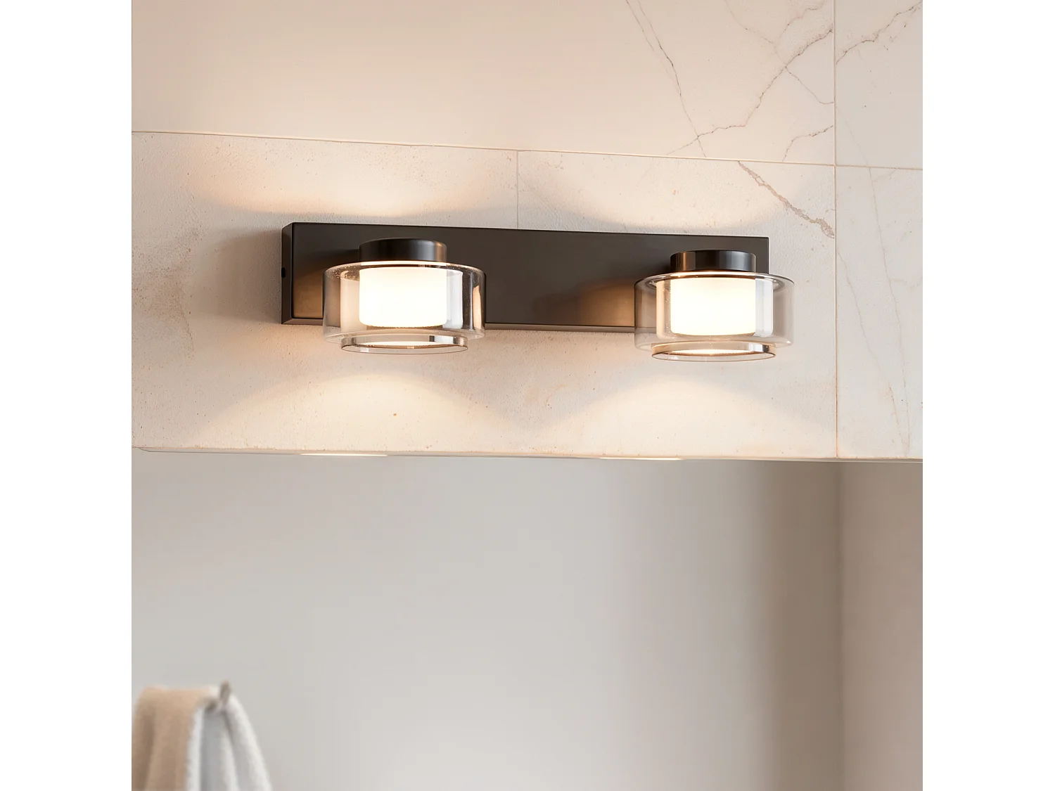 Lampe Murale LED 8W Salle de Bain Métal et Verre Zisna Noir