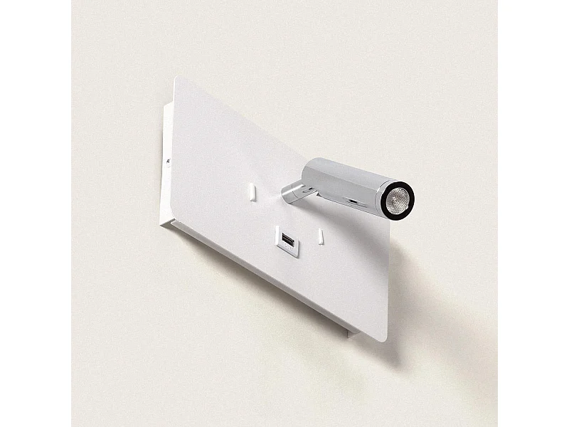 Lampe Murale LED 8W Métal avec Port USB Rossey Blanc