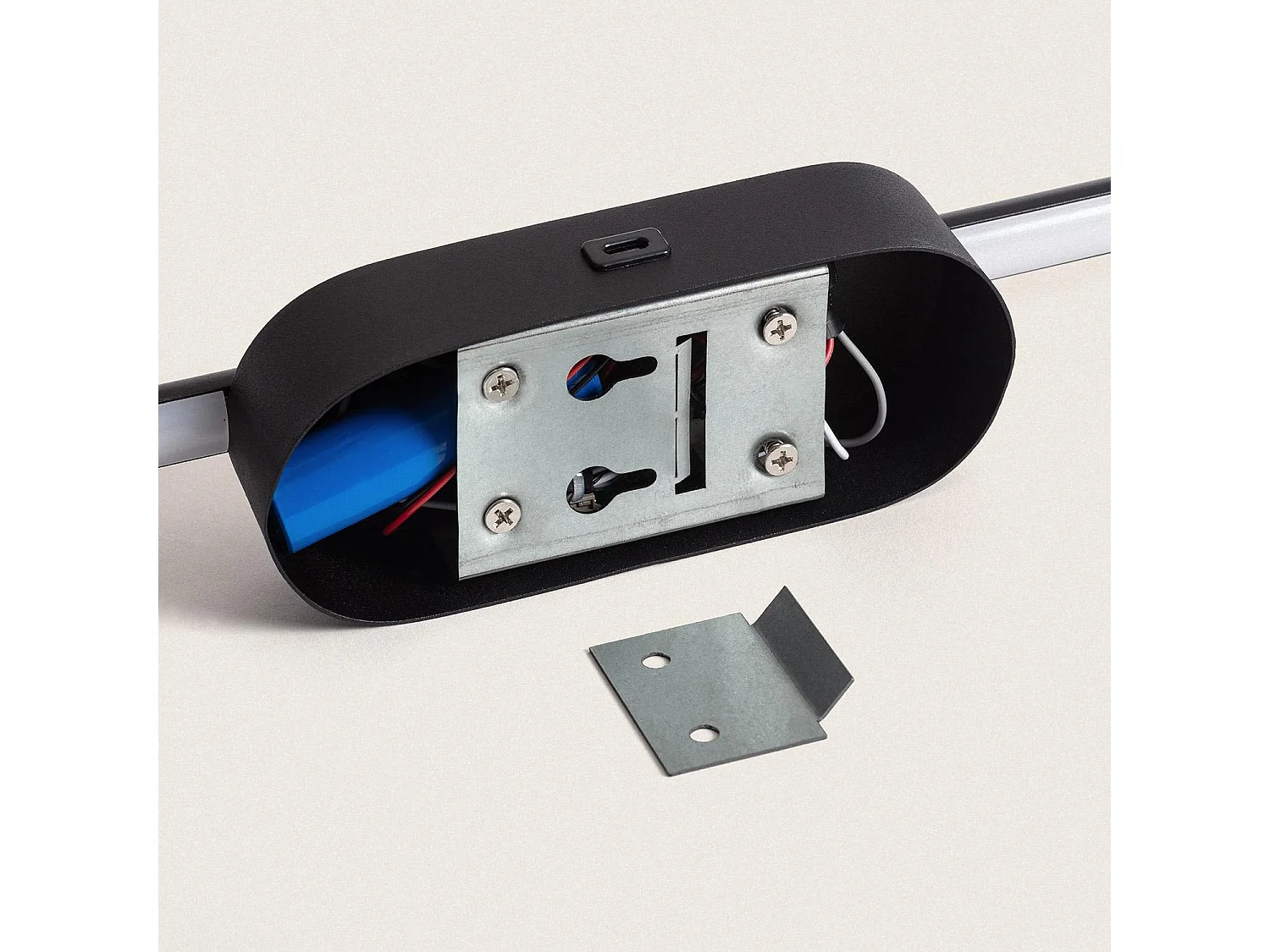 Aplique de Pared LED con Batería USB Recargable Metal Aura Negro