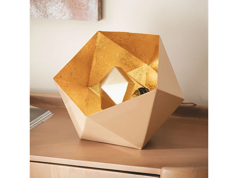 Lampe à Poser Métal Gold Elia Beige