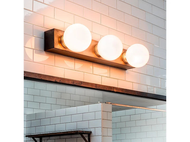 Lampe Murale Salle de Bain Métal 3 Spots Aizkra Noir