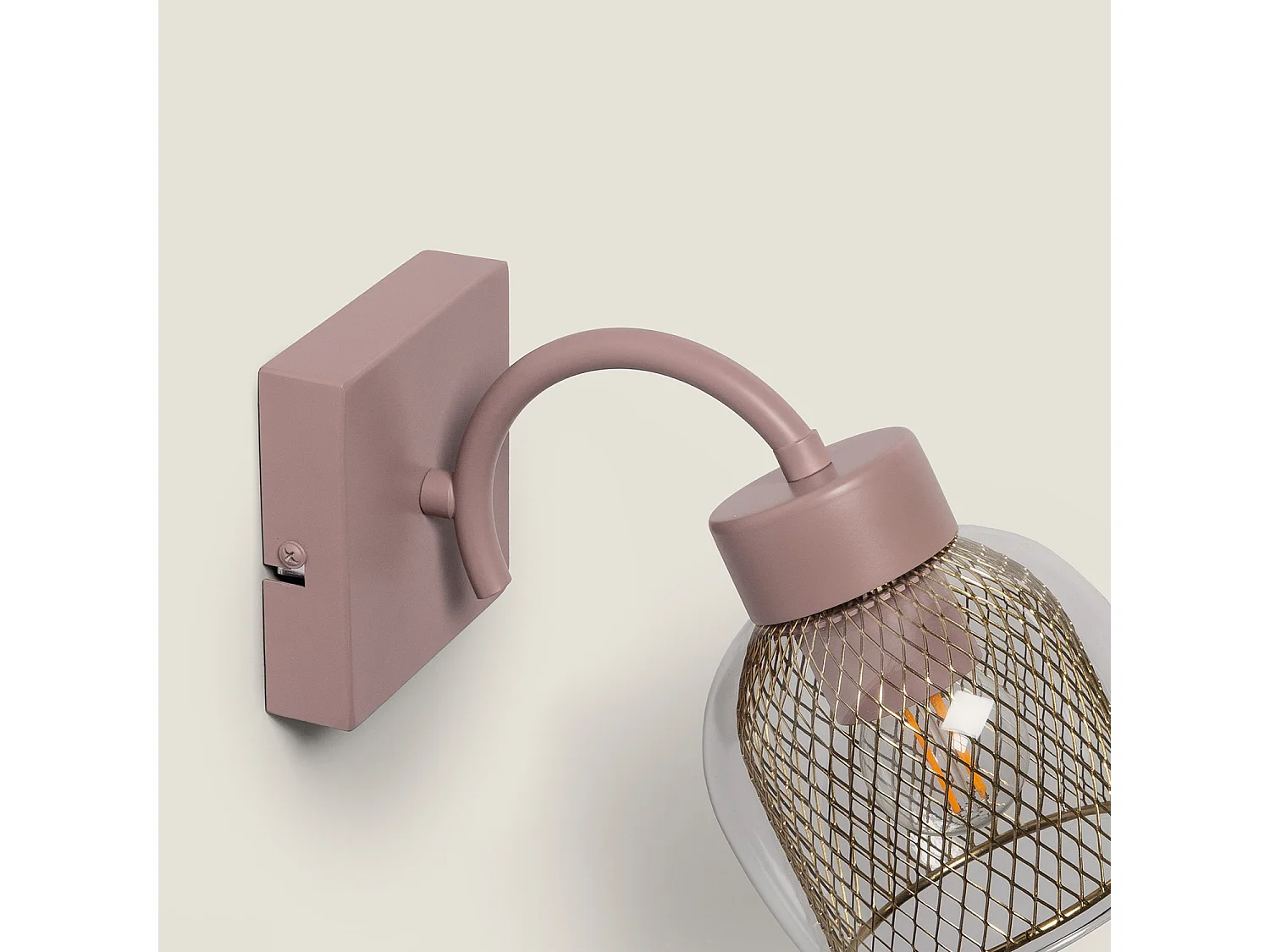 Lampada da Parete Metallo e Vetro Aziel Rosa Incarnato