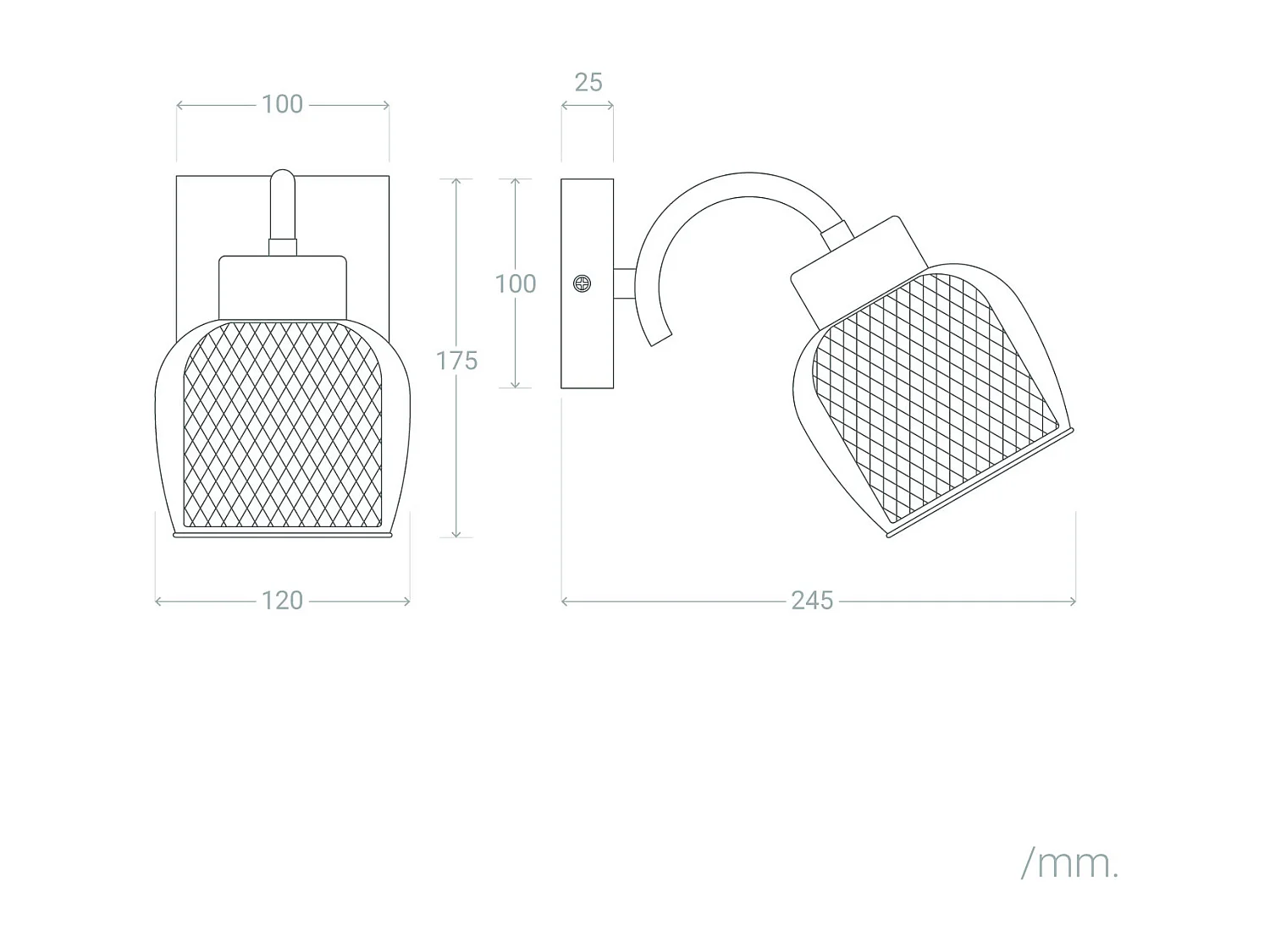 Lampada da Parete Metallo e Vetro Aziel Rosa Incarnato
