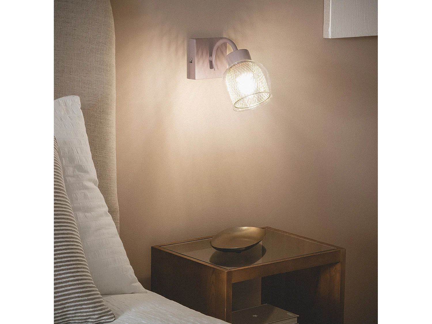 Lampe Murale Métal et Verre Aziel Rose Poudré