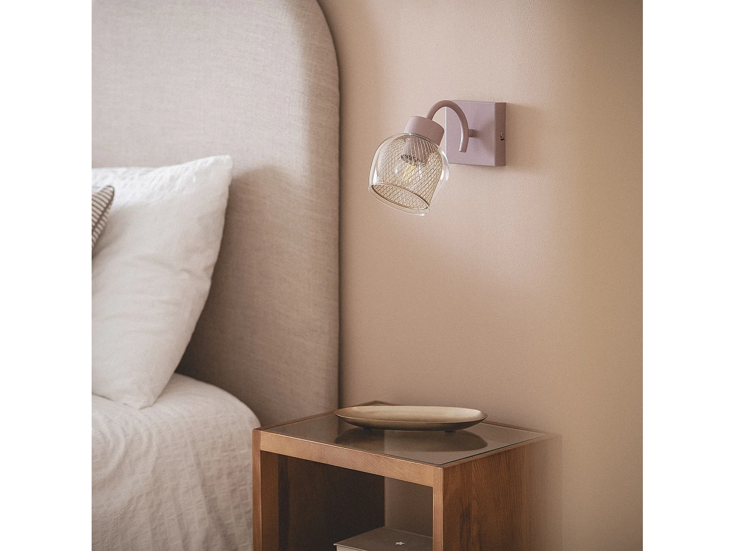 Lampe Murale Métal et Verre Aziel Rose Poudré