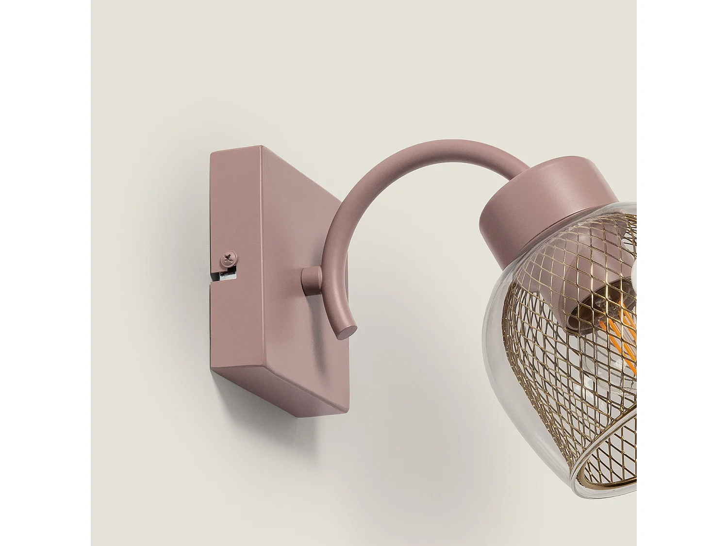 Lampe Murale Métal et Verre Aziel Rose Poudré