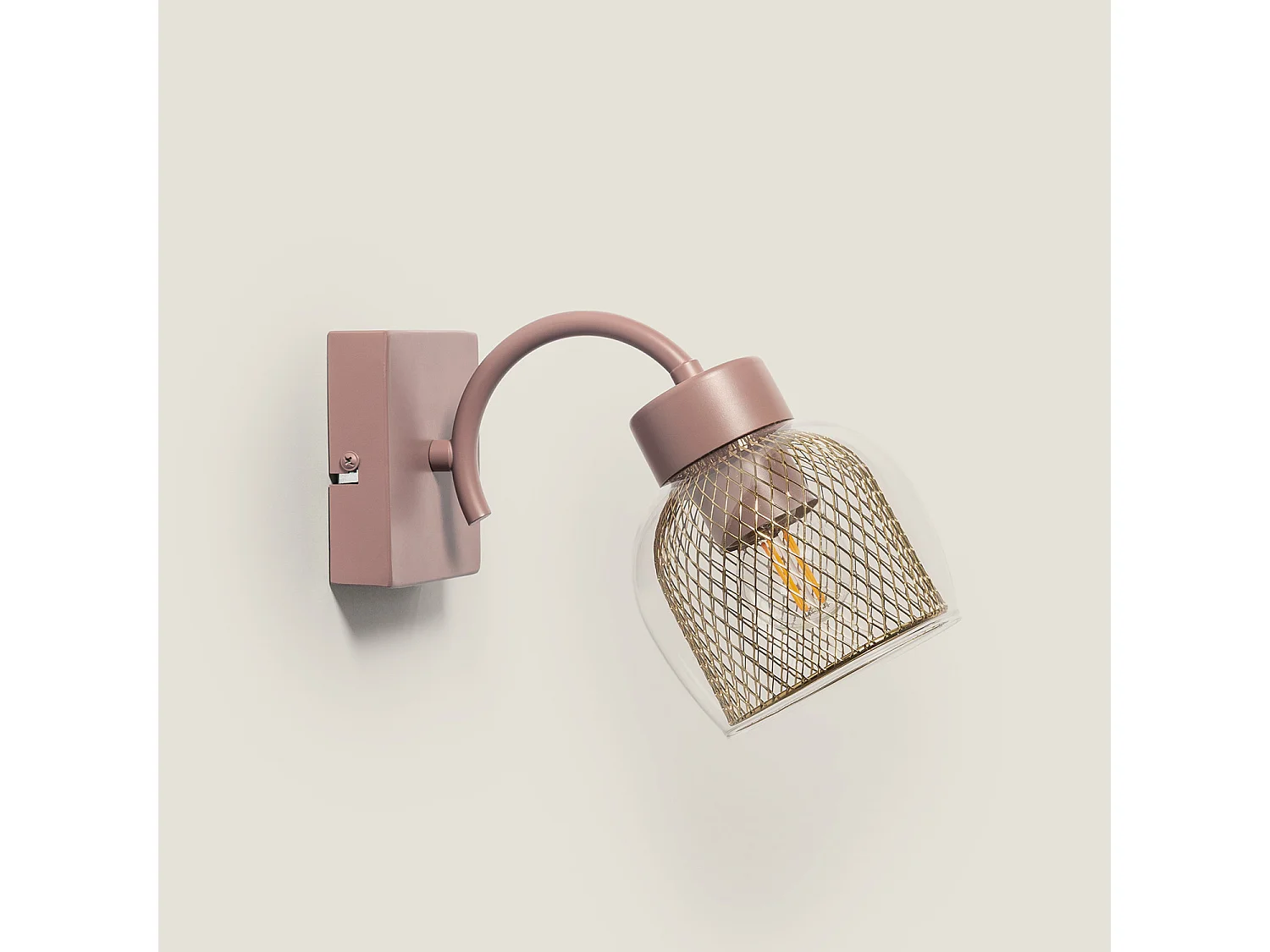 Lampe Murale Métal et Verre Aziel Rose Poudré