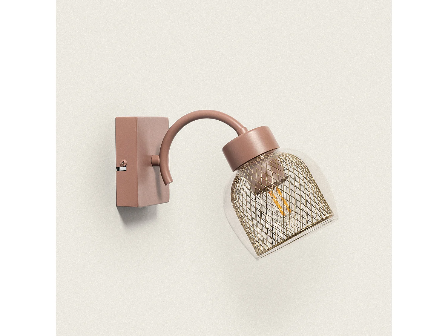 Lampe Murale Métal et Verre Aziel Rose Poudré