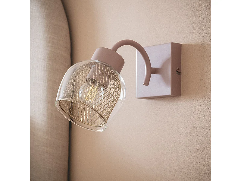 Lampe Murale Métal et Verre Aziel Rose Poudré