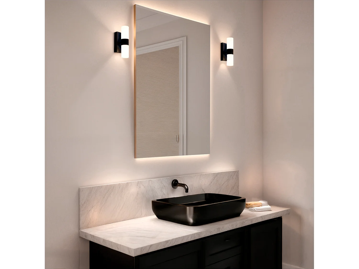 Applique de Salle de Bain Aluminium et PC Avery Noir