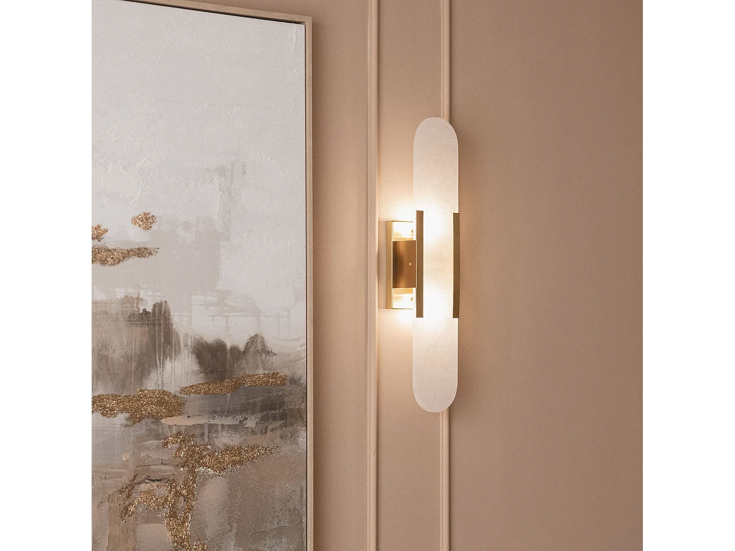 Lampe Murale Métal et Marbre Nandra Doré