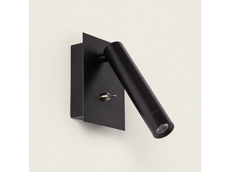 Lampe Murale LED 2.5W Carrée Aluminium avec Port USB Gazny Noir mat