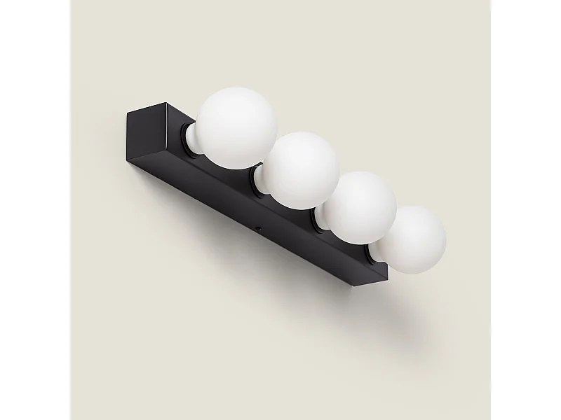 Lampe Murale Salle de Bain Métal 4 Spots Aizkra Noir
