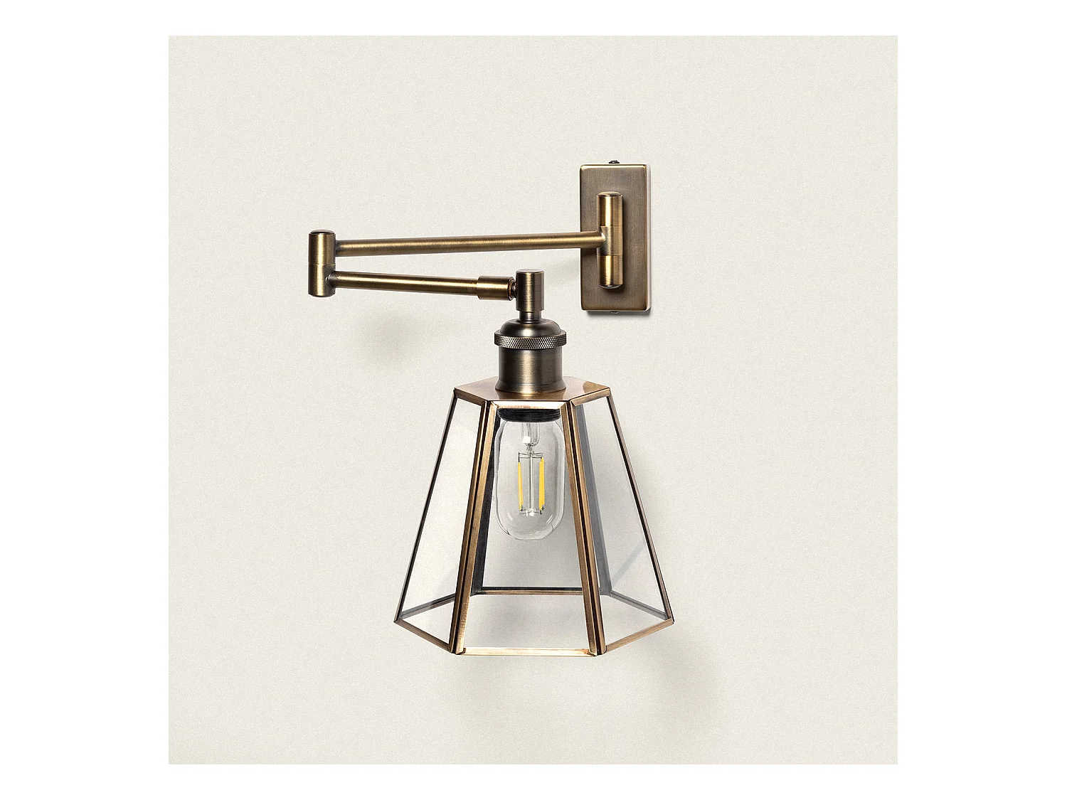 Lámpara de Pared de Metal y Cristal Brontom Dorado