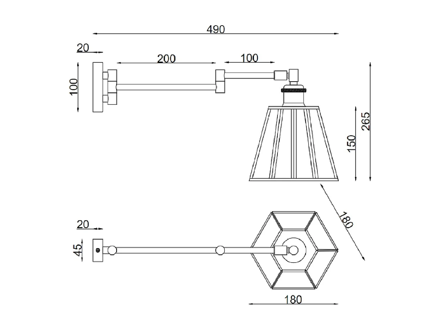 Lámpara de Pared de Metal y Cristal Brontom Dorado