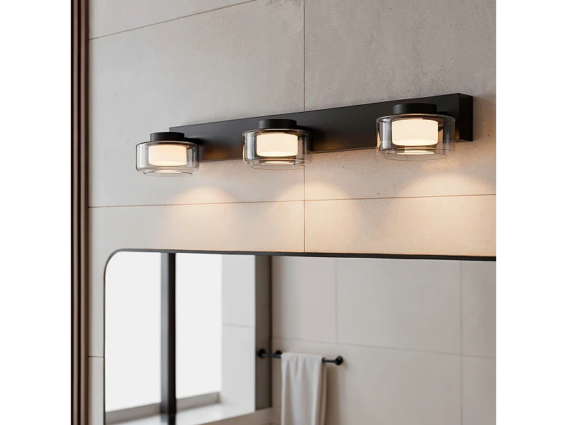 Lampe Murale LED 12W Salle de Bain Métal et Verre Zisna Noir