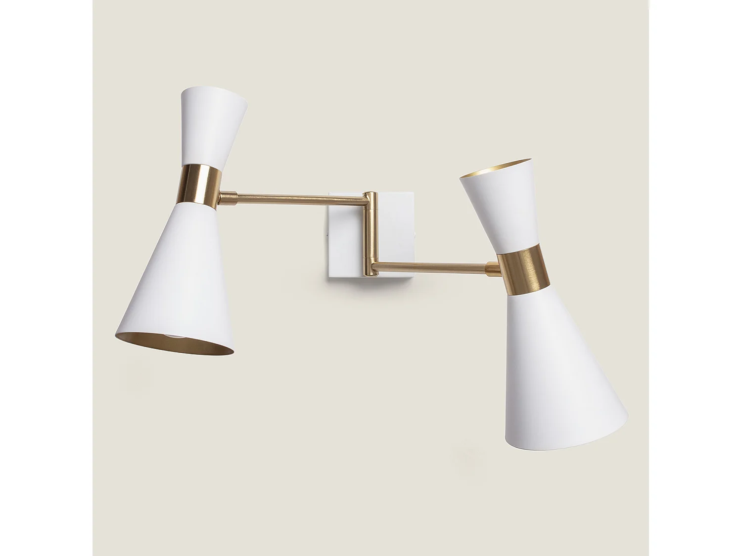 Lampada da Parete Orientabile Metallo 2 Faretti Jigger Bianco