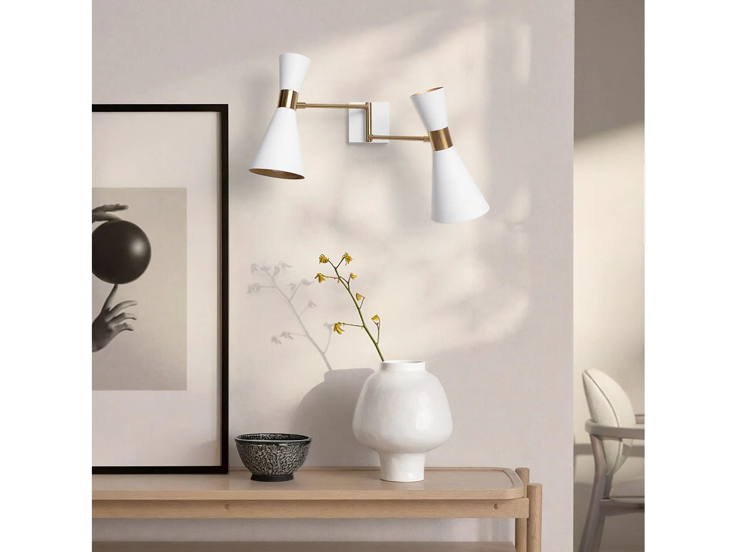 Lampada da Parete Orientabile Metallo 2 Faretti Jigger Bianco