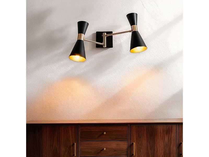 Lampada da Parete Orientabile Metallo 2 Faretti Jigger Bianco