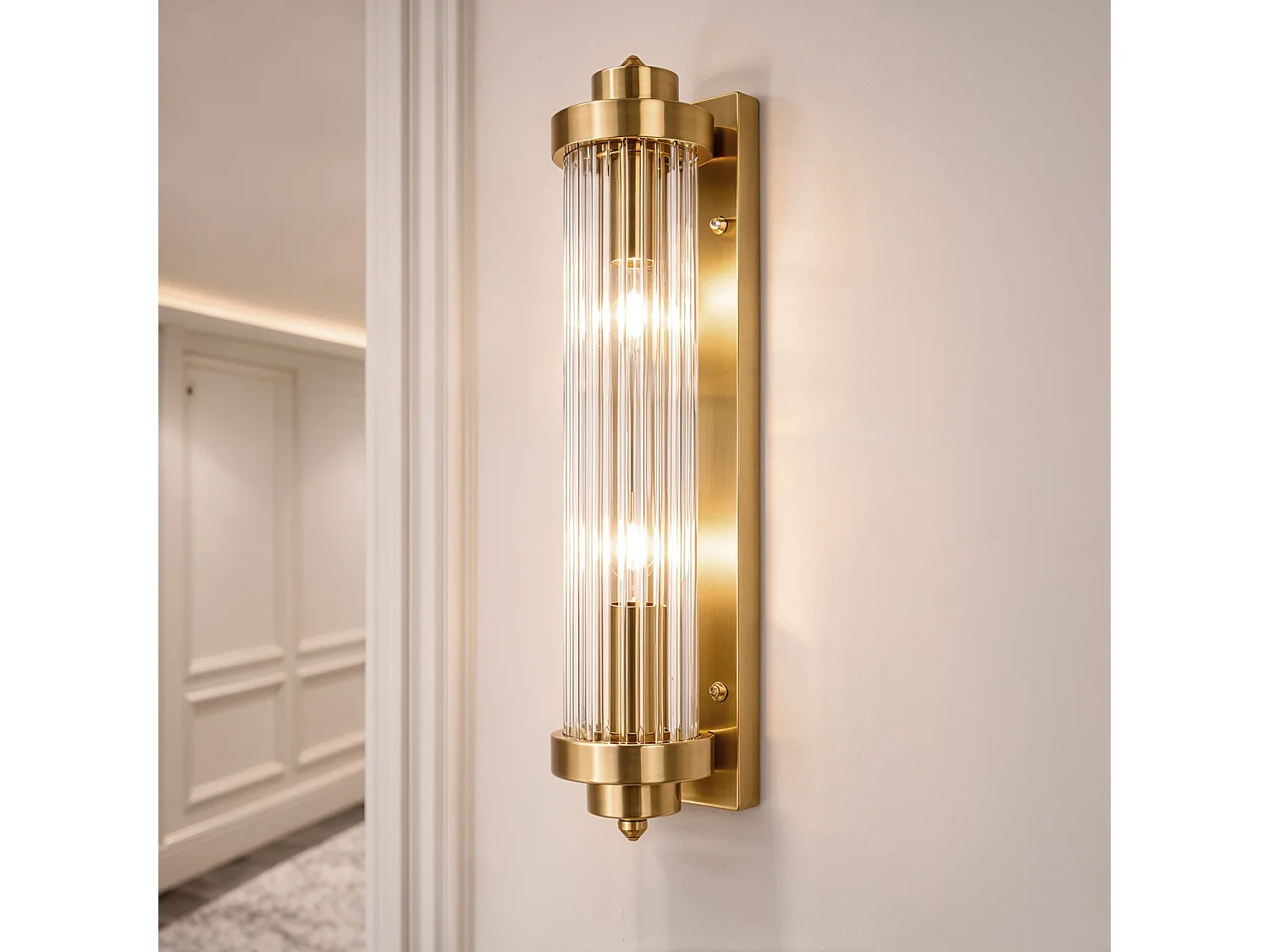 Lámpara de Pared Metal y Cristal Marsen Dorado