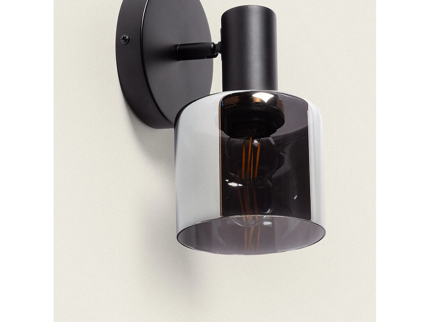 Lampe Murale Métal et Verre Danae Gris Fumée