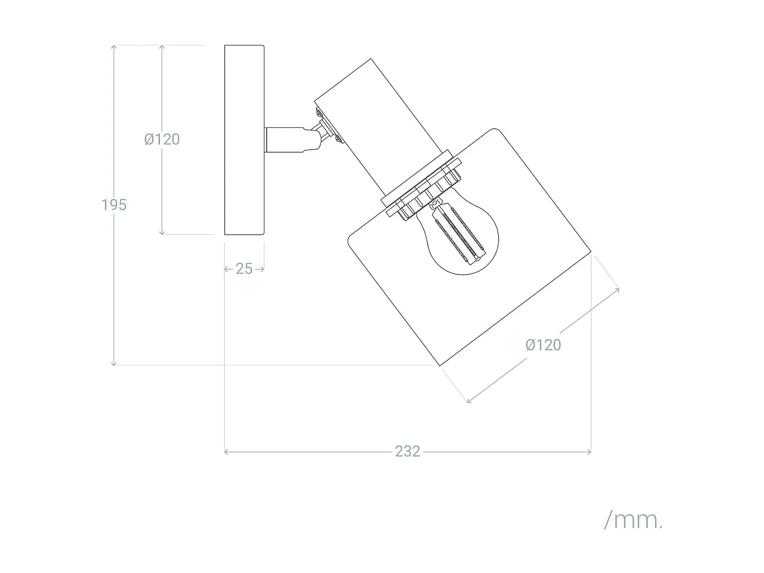 Lampe Murale Métal et Verre Danae Gris Fumée
