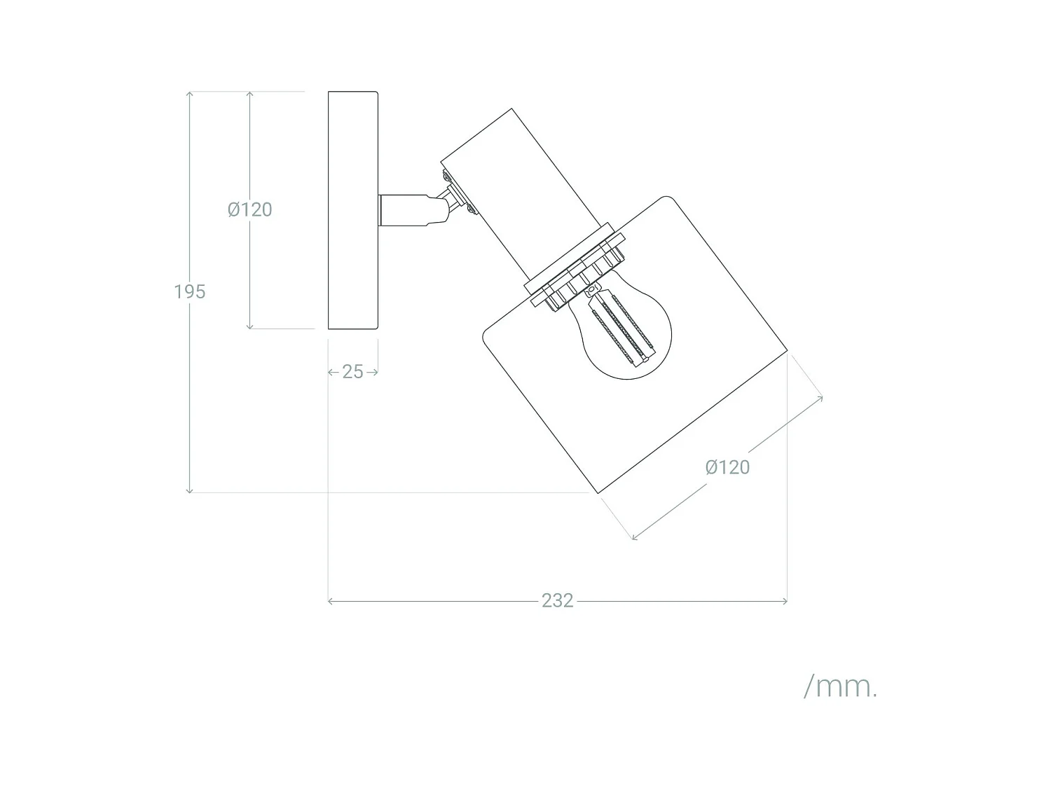 Lampe Murale Métal et Verre Danae Gris Fumée