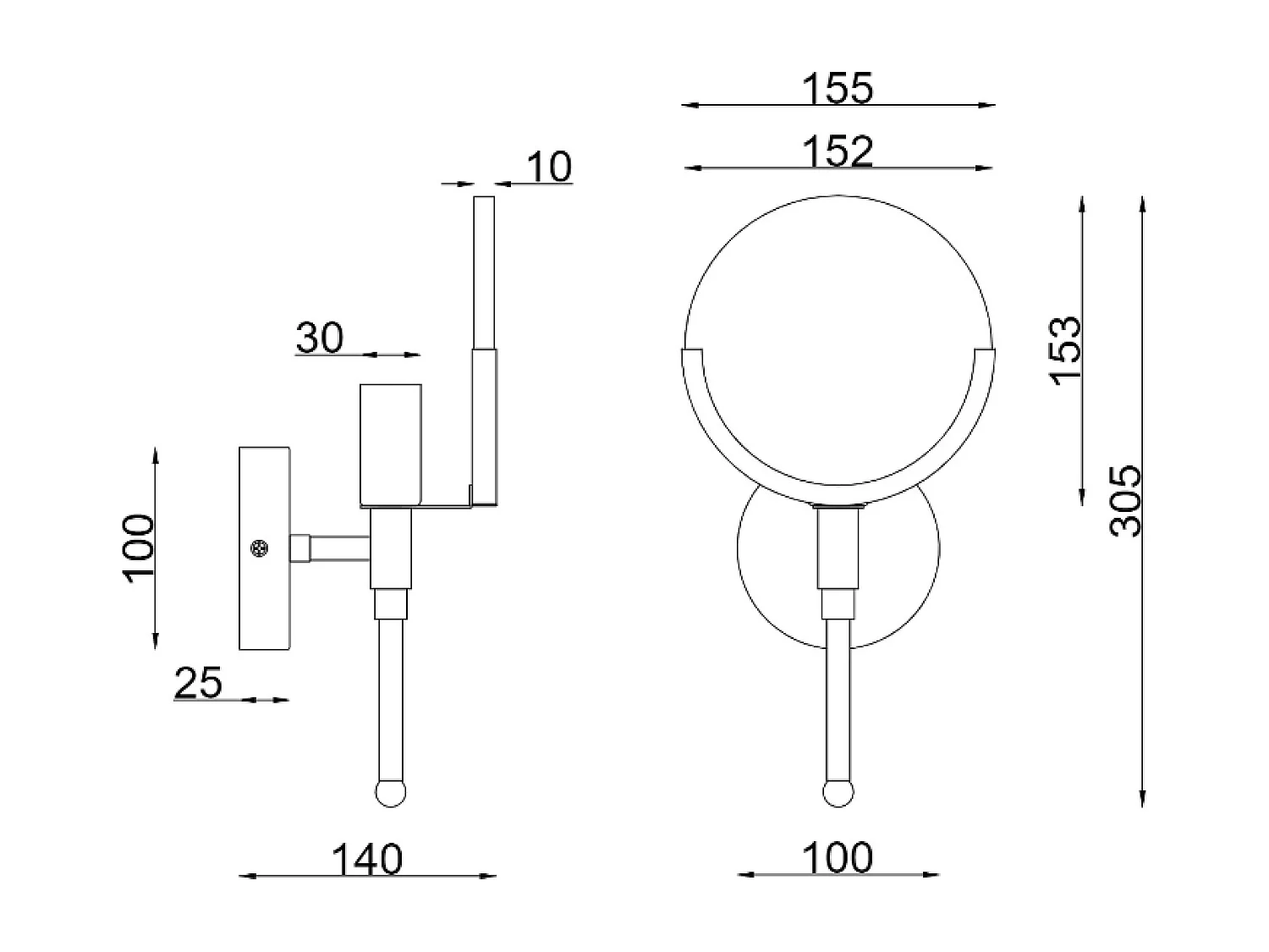 Lampada da Parete Metallo e Vetro Frome Oro