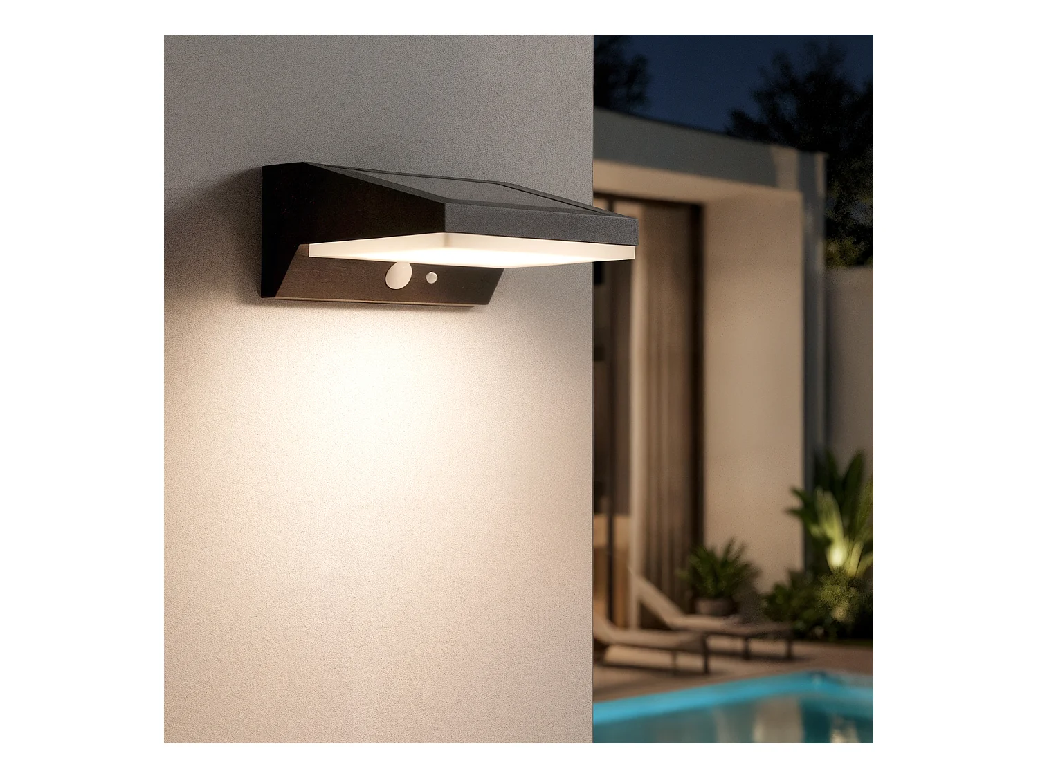 Applique da Parete per Esterni Solare LED 5W Alluminio con Sensore di Movimento Ivar Nero