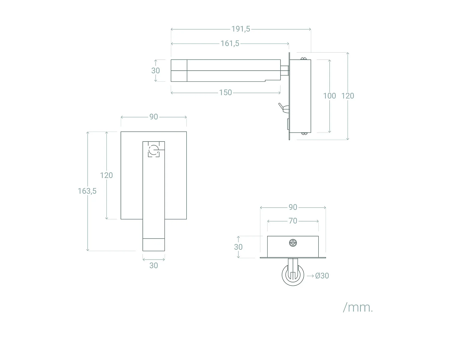 Lampe Murale LED 2.5W Carrée Aluminium avec Port USB Gazny Bronze