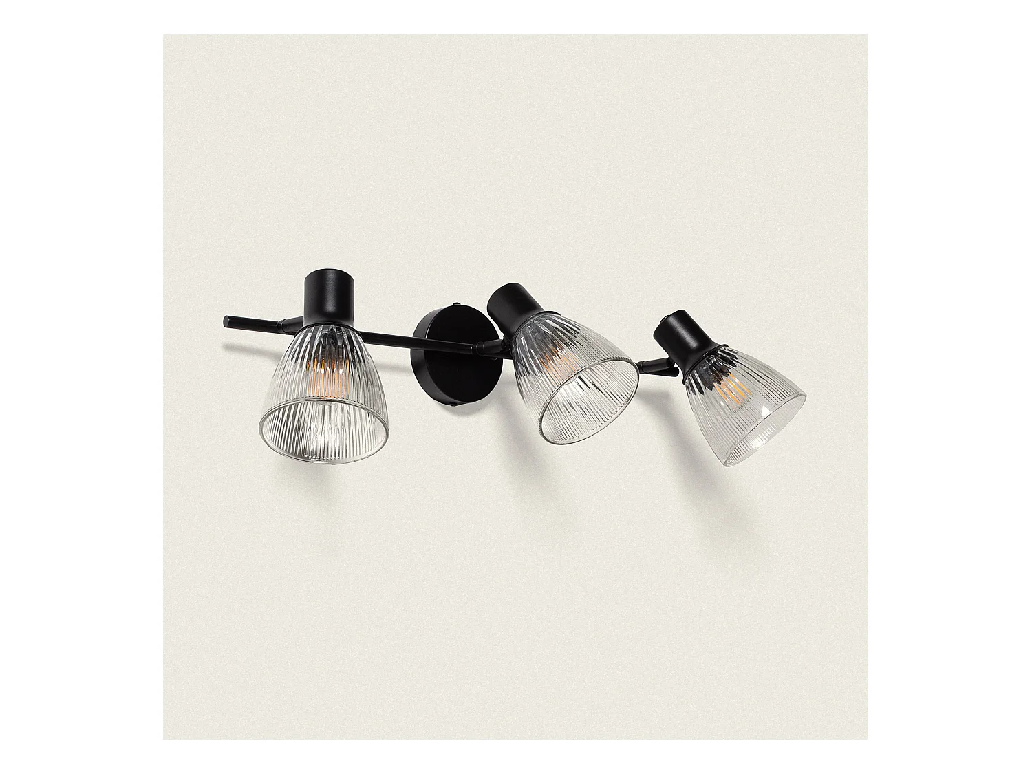Applique Murale Métal et Verre Aron 3 Spots Noir