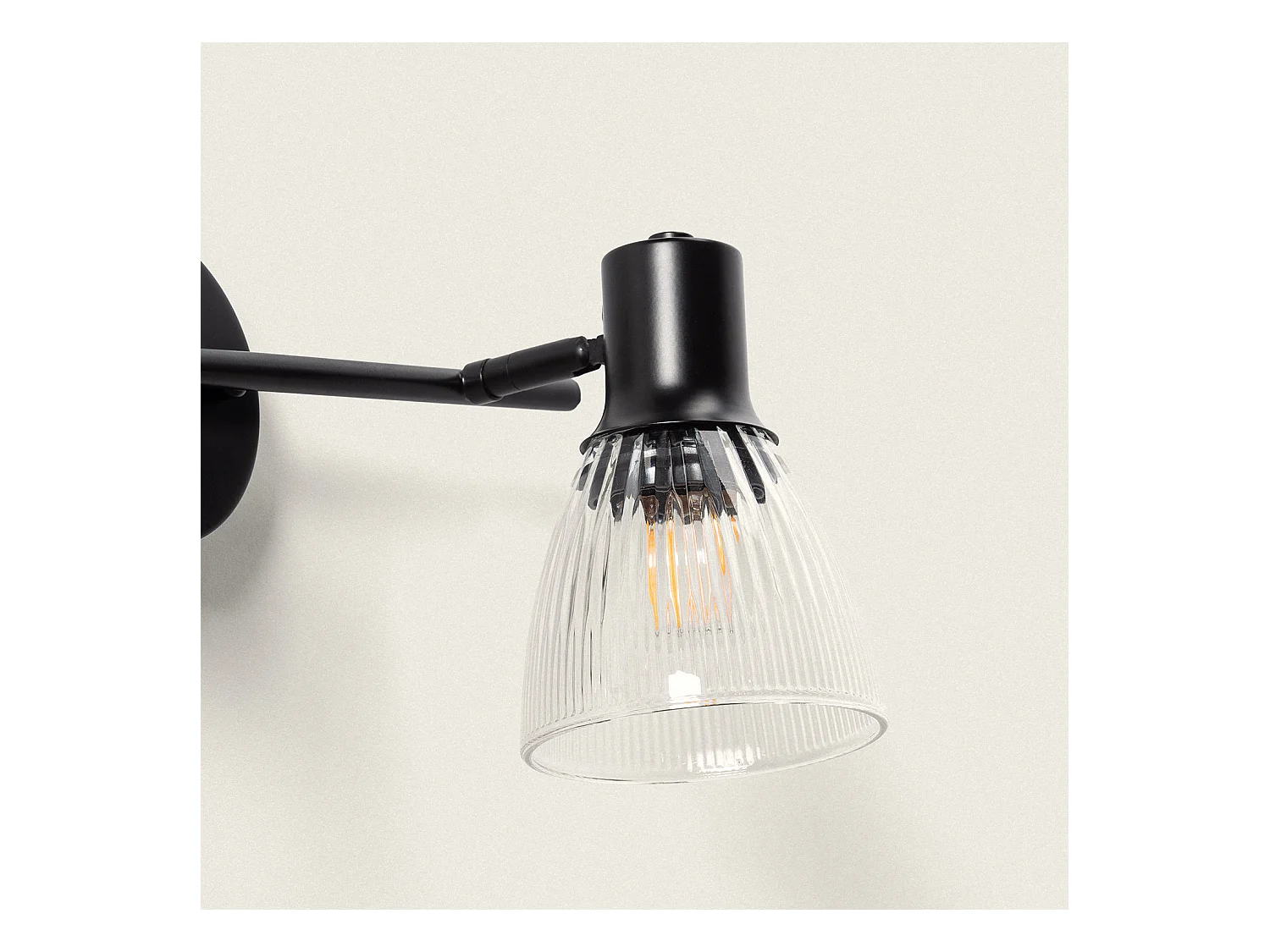 Applique Murale Métal et Verre Aron 3 Spots Noir