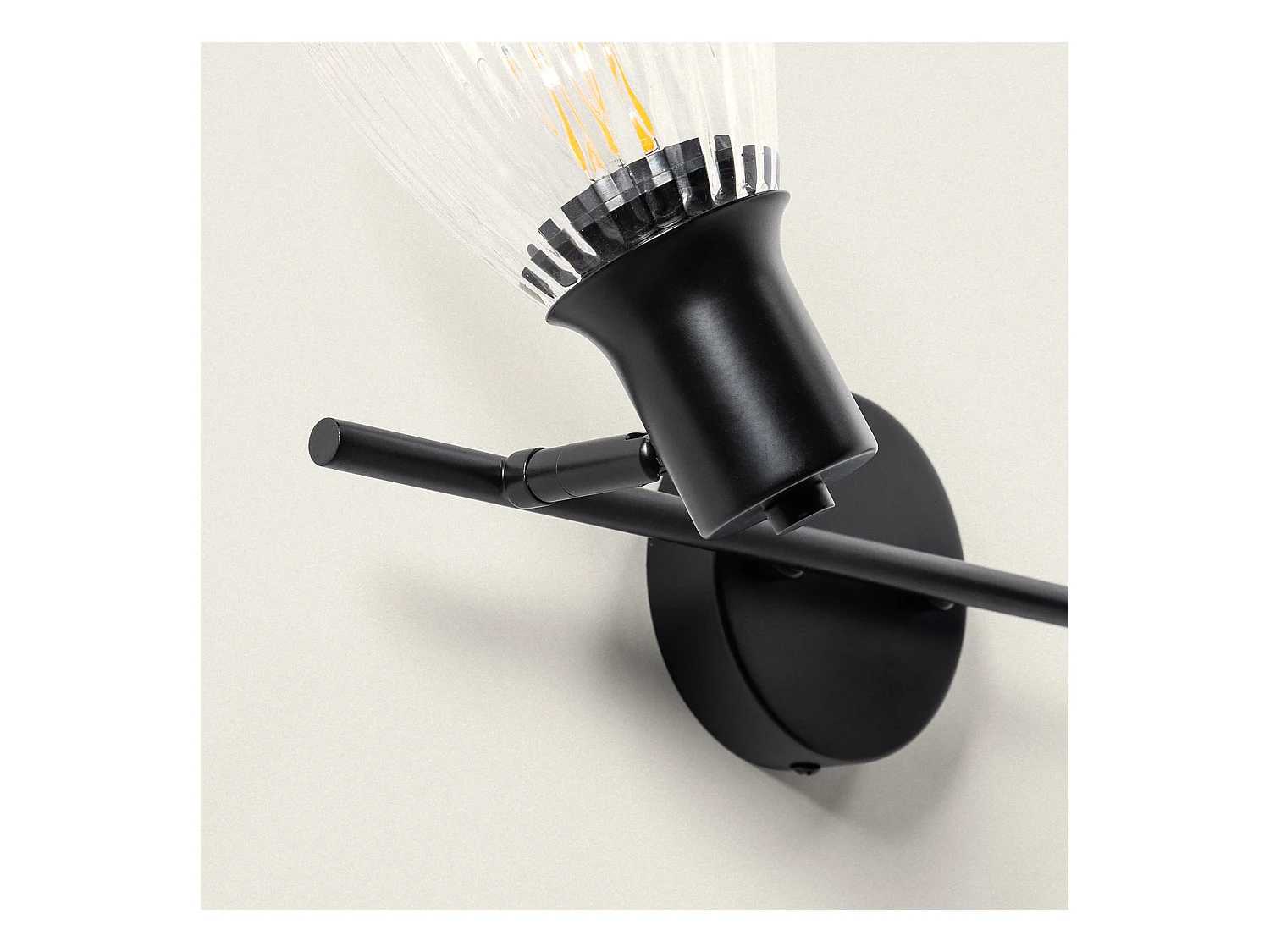 Applique Murale Métal et Verre Aron 3 Spots Noir