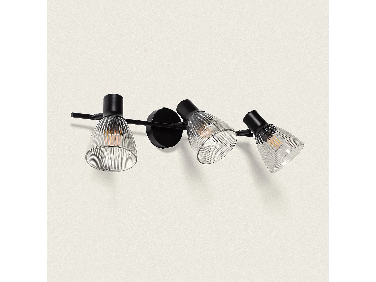 Applique Murale Métal et Verre Aron 3 Spots Noir