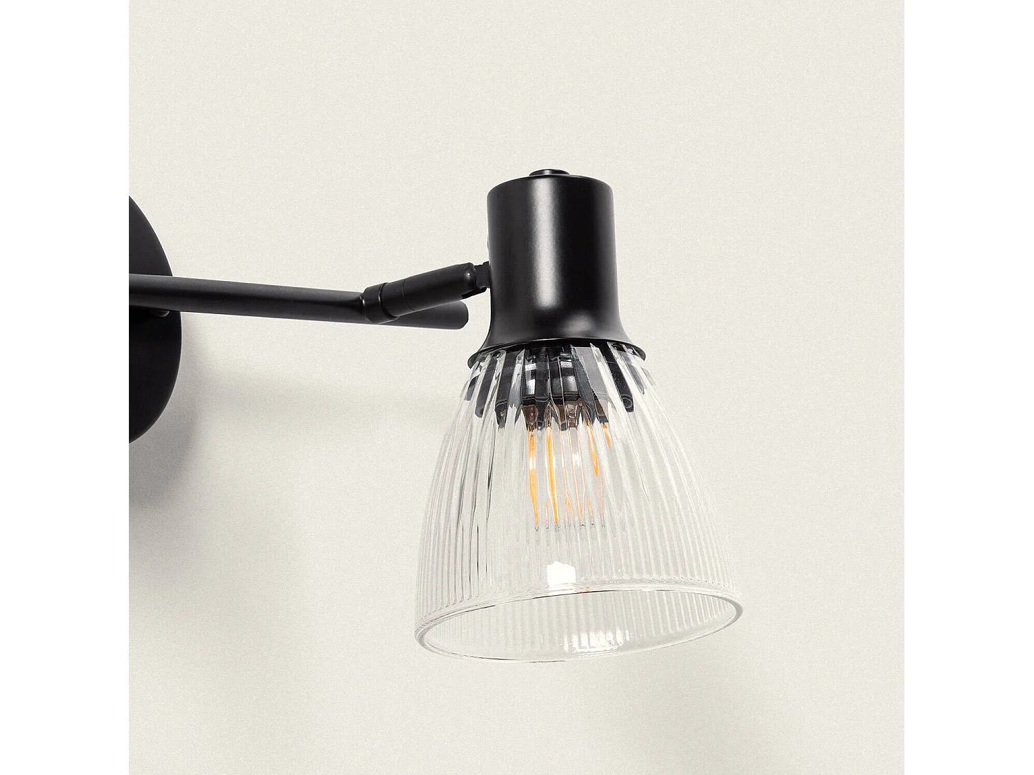 Applique da Parete Metallo e Vetro Aron 3 Faretti Nero