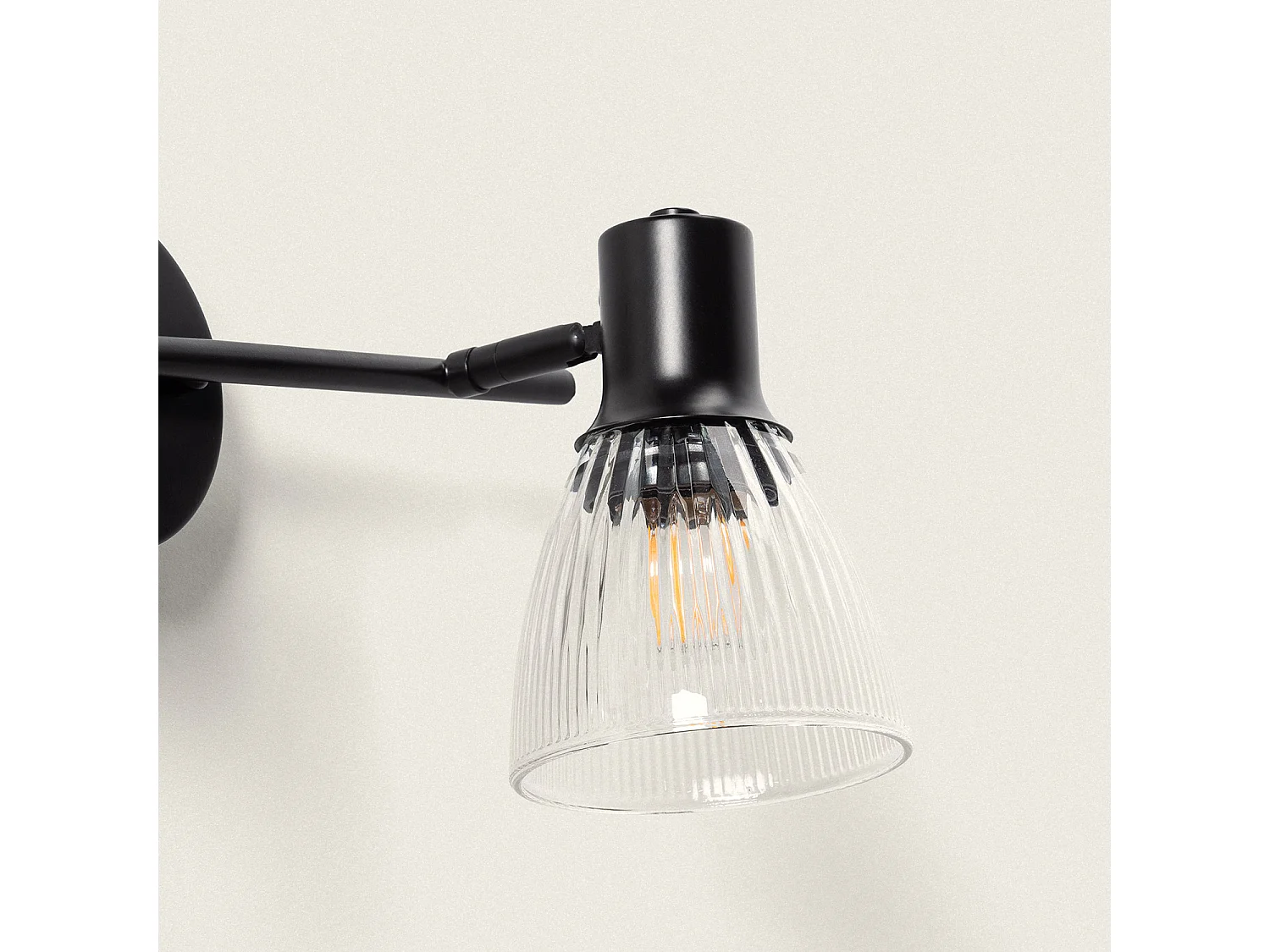 Applique da Parete Metallo e Vetro Aron 3 Faretti Nero