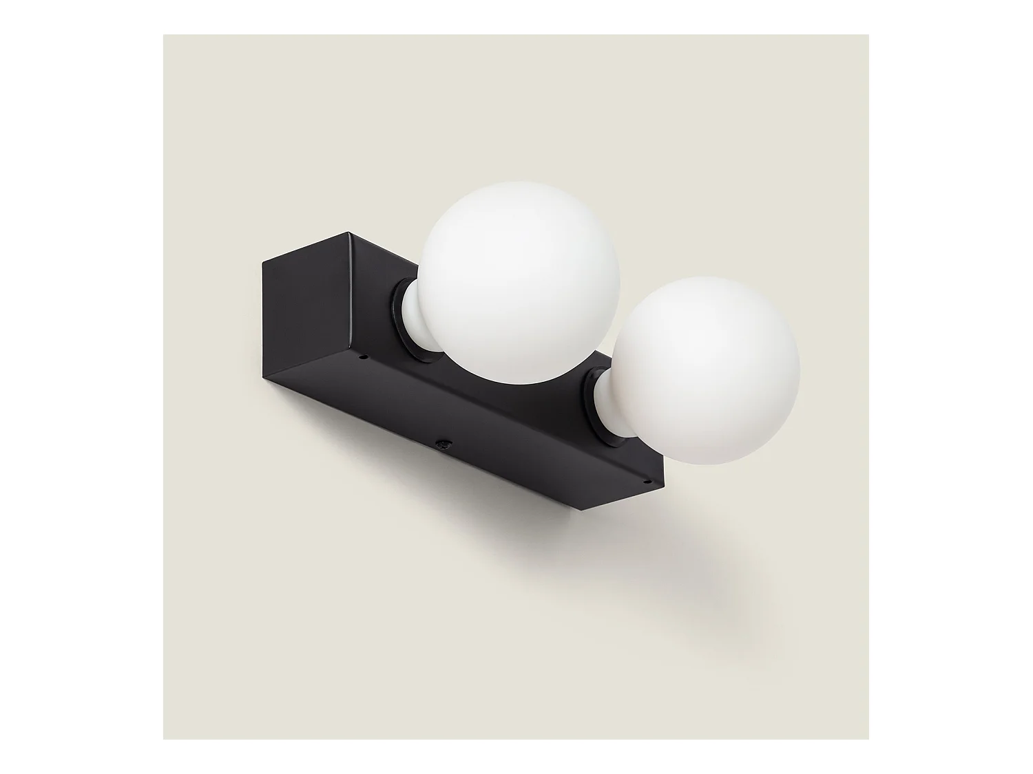 Lampe Murale Salle de Bain Métal 2 Spots Aizkra Noir