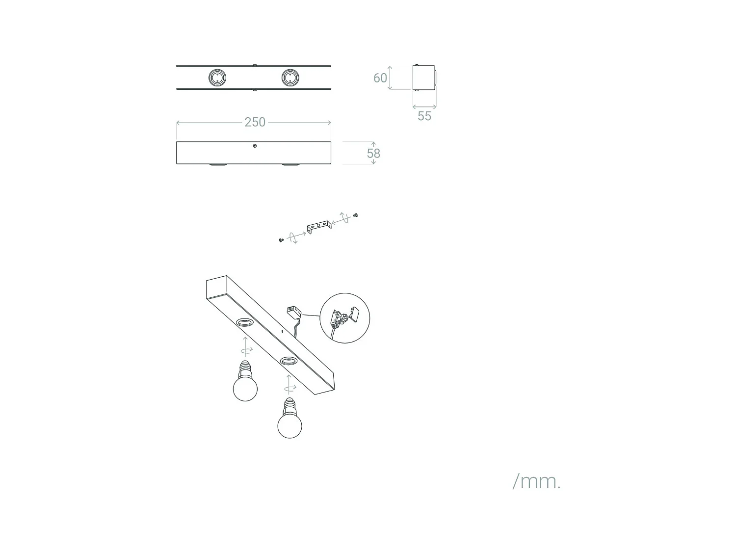 Lampe Murale Salle de Bain Métal 2 Spots Aizkra Noir