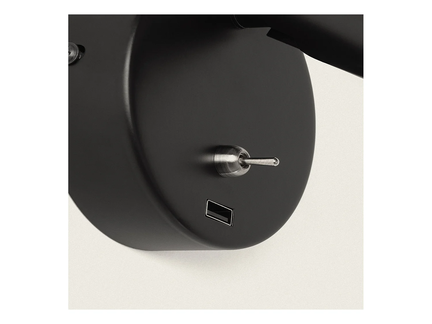 Lampe Murale LED 2.5W Ronde Aluminium avec Port USB Gazny Noir mat