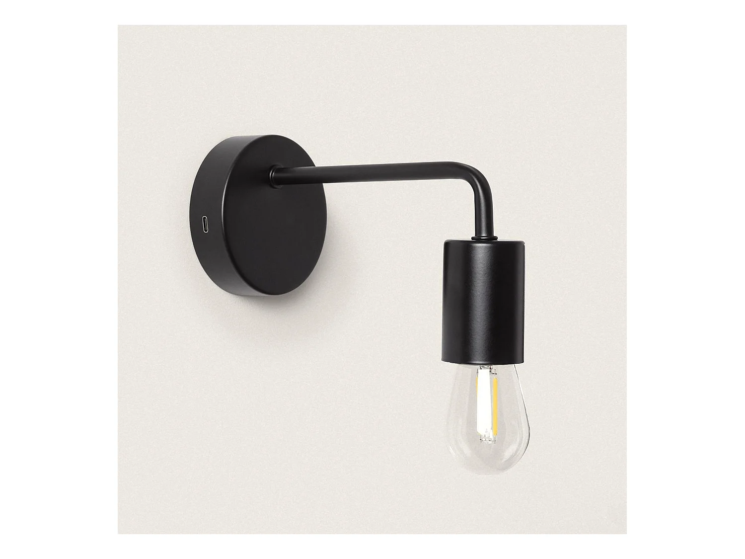 Lampe Murale en Métal Jayso avec Batterie USB Rechargeable Noir