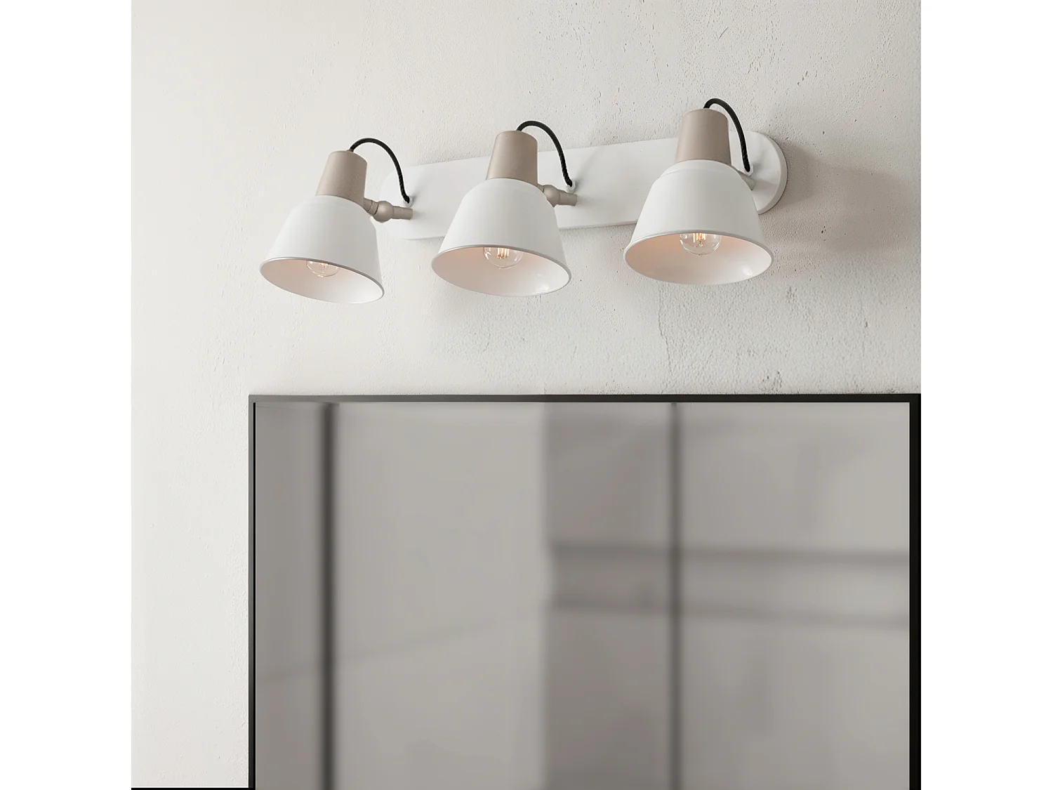 Lampada da Parete Bagno Metallo 3 Faretti Birzay Bianco