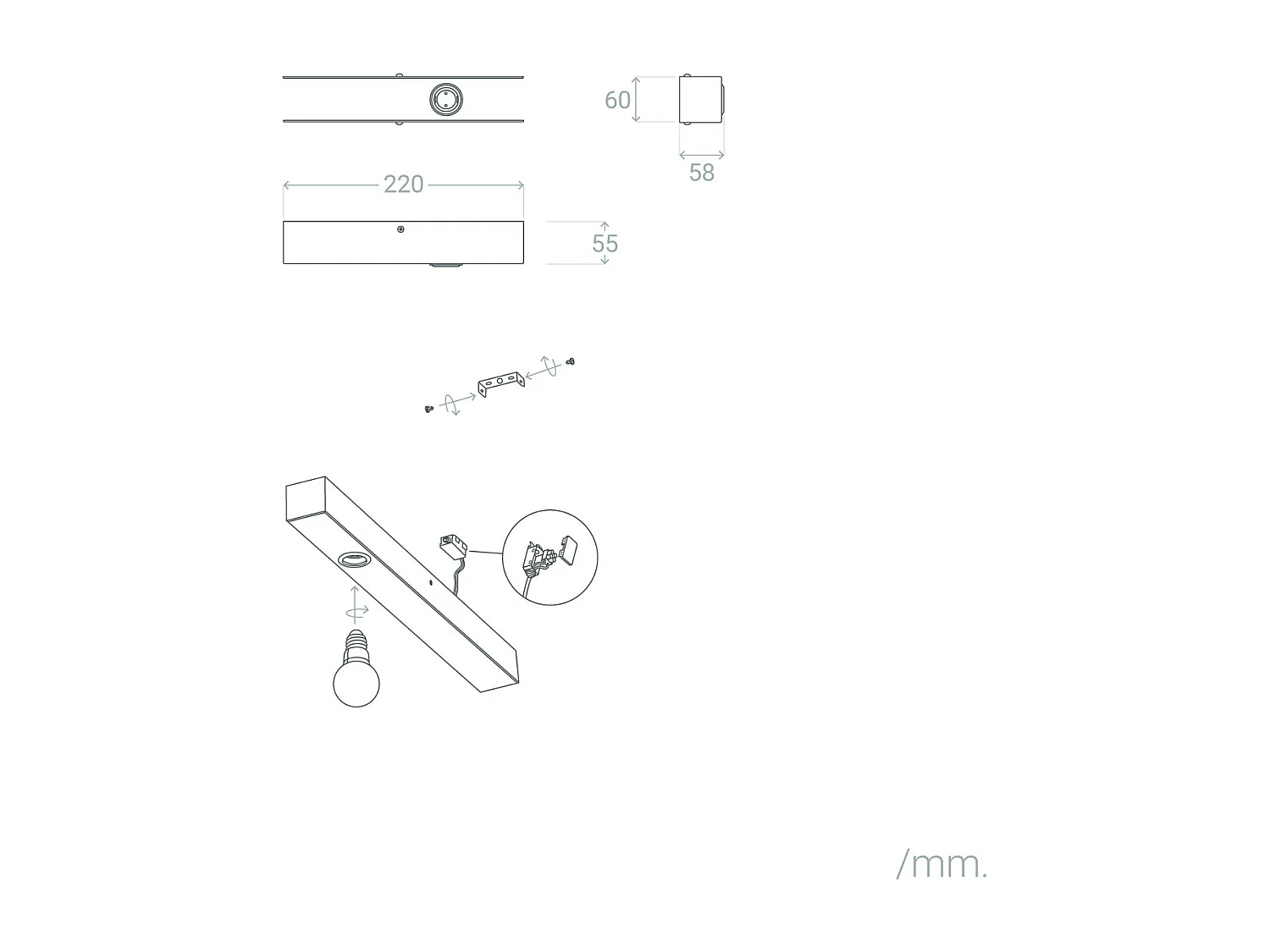 Lampe Murale Salle de Bain Métal Aizkra Noir