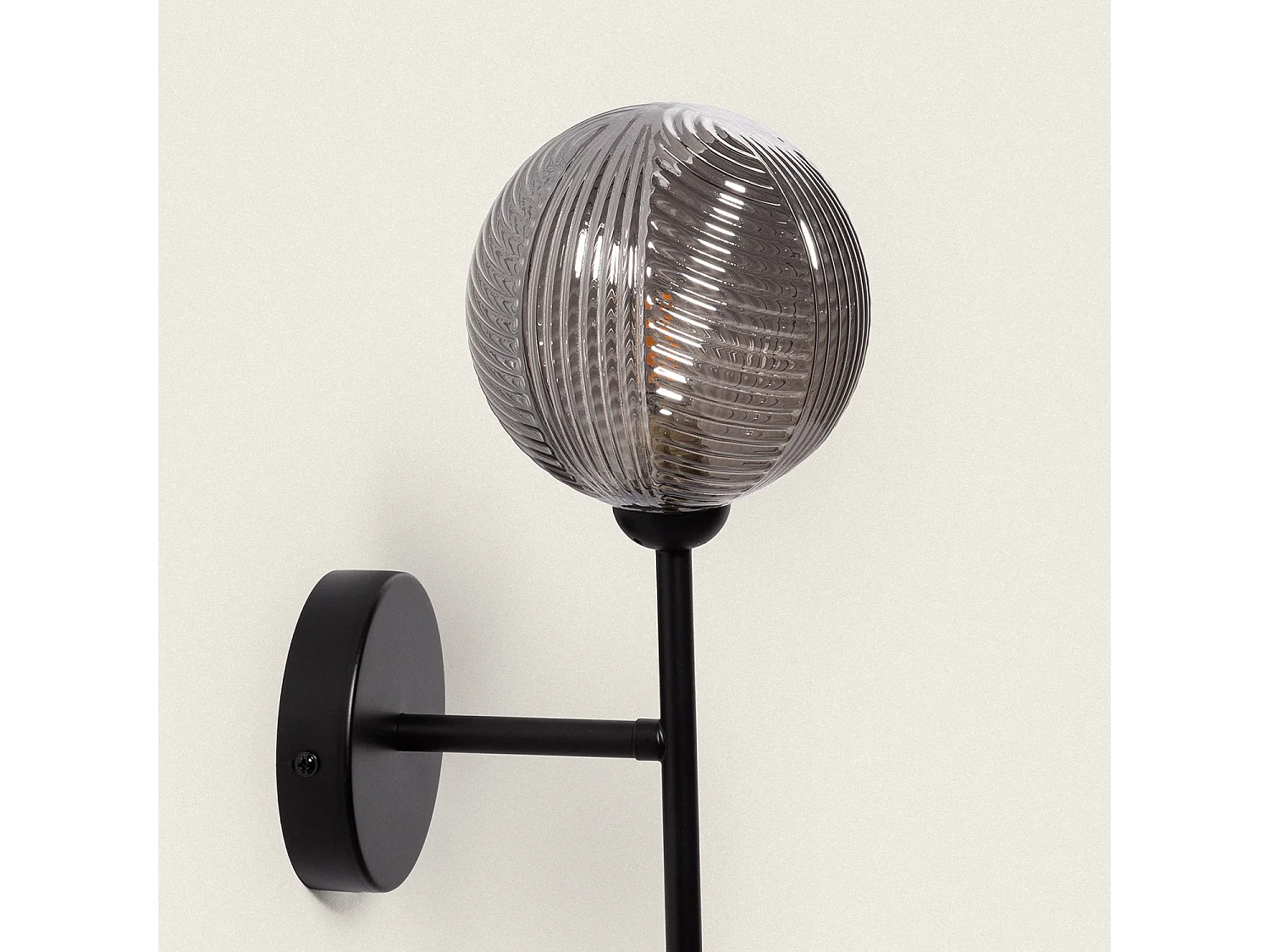 Lampe Murale Métal et Verre Abbie Gris Fumée