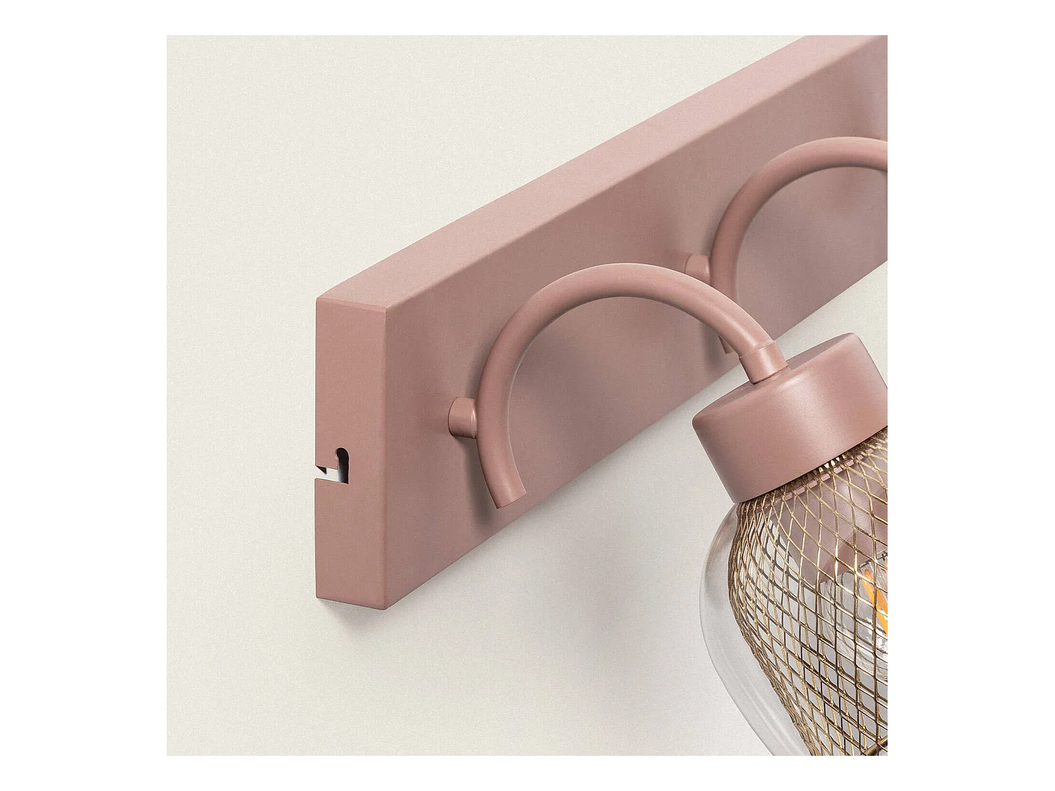 Lampada da Parete Metallo e Vetro Aziel 3 Faretti Rosa Incarnato