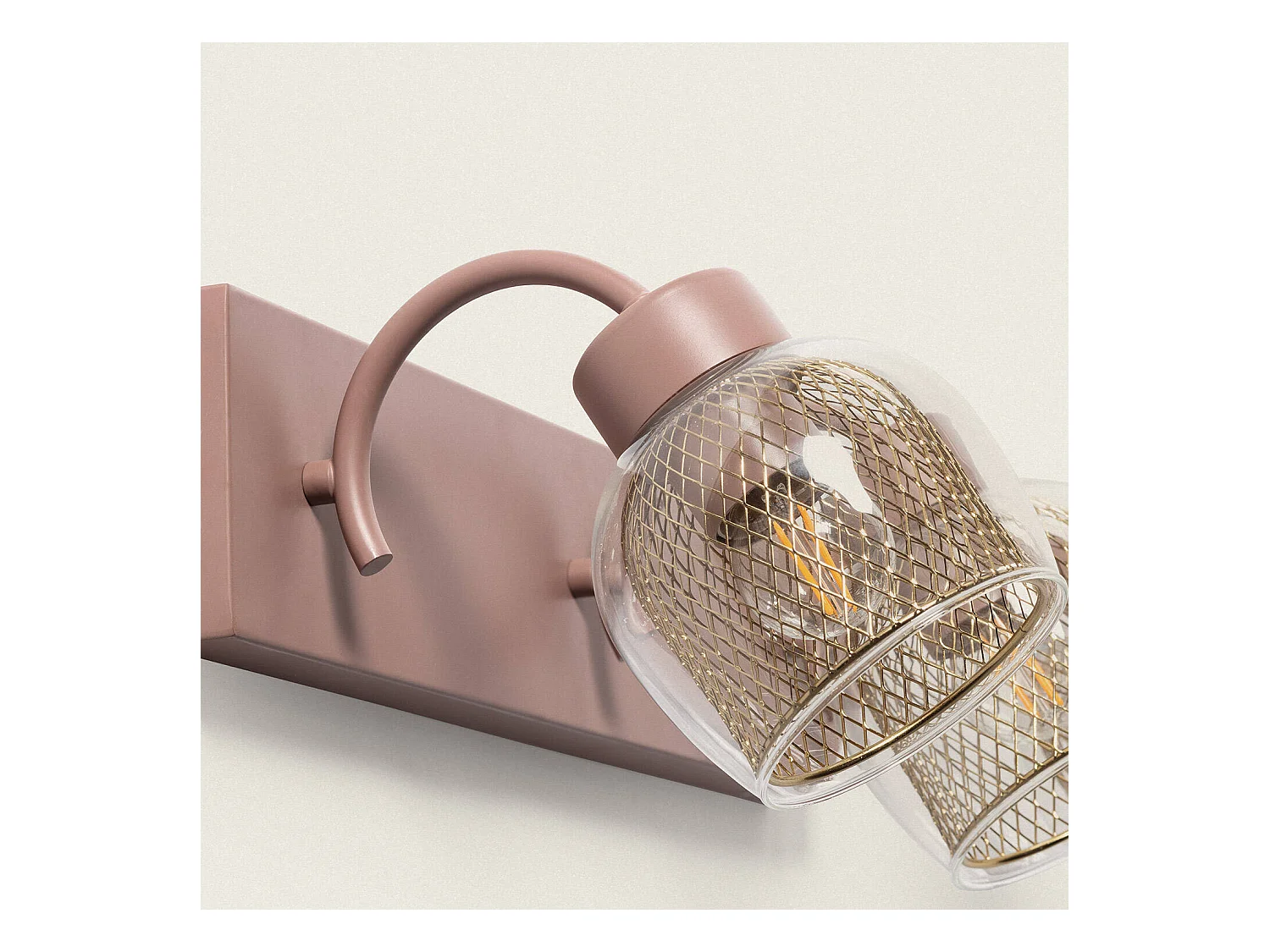 Lampada da Parete Metallo e Vetro Aziel 3 Faretti Rosa Incarnato